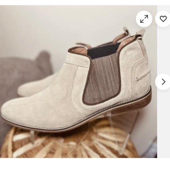 Joseph Abboud Beige Suede Chelsea Ankle Boots Leather Men Size 12 - Picture 2 of 10